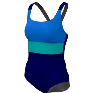 * SOLD * Nike colour block racer back blue and green one piece swimsuit - XL
